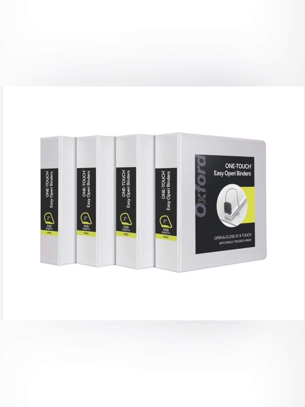 Oxford 3-Ring Binders for School & Office WHITE (4-Pack)